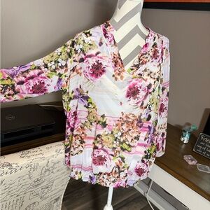 a.n.a White Wrap Blouse 3/4 Sleeve